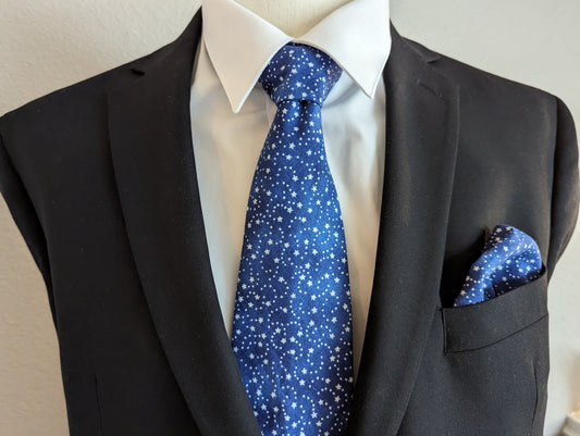 Shooting Stars - Men's Dark Blue Necktie